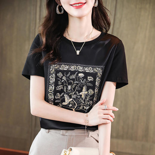 舒适百搭，真丝短袖高端洋气桑蚕丝上衣MZC-21031 商品图3