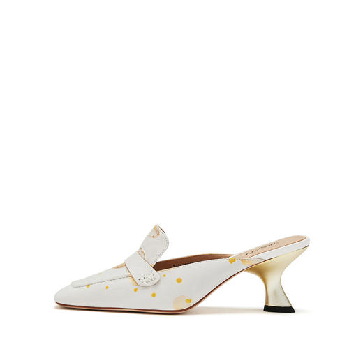 westory女鞋2021夏季新款小方头粗跟彩绘穆勒拖凉拖可外穿女W21AH52951 商品图1