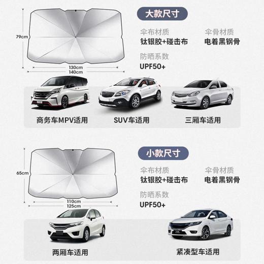【快速安装 防晒隔热遮阳伞】车米兜 汽车遮阳伞停车用遮阳帘车窗防晒隔热遮阳挡神器车载前挡罩车内板 商品图5