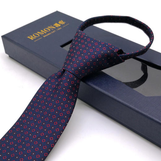 【礼盒装】罗蒙领带男士正装商务结婚职业装韩版拉链领带懒人提花领带 商品图2