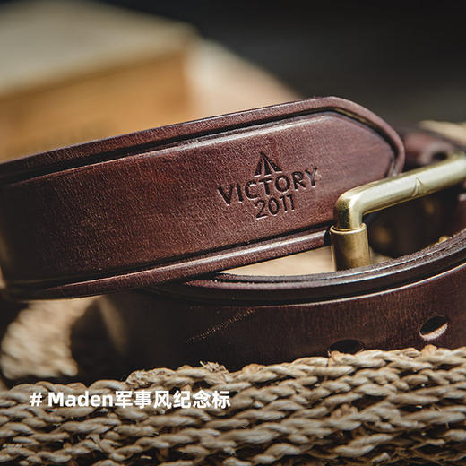 马登优选 美式复古头层植鞣牛皮腰带黄铜单针扣头硬汉裤腰带男士 商品图3