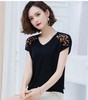 JXG-2021夏季新款妈妈t恤女夏短袖宽松冰丝小衫洋气刺绣V领上衣蝙蝠衫 商品缩略图3