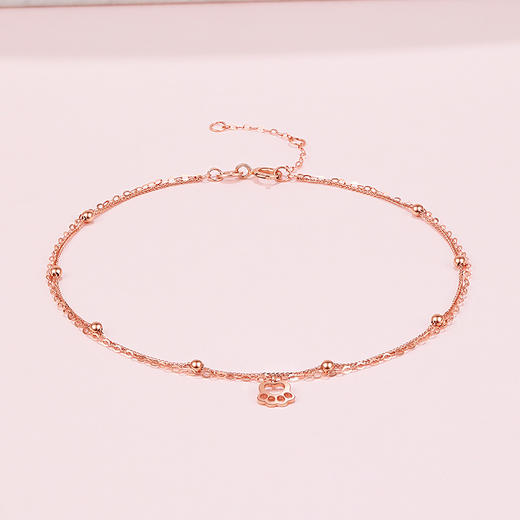 周六福可爱喵猫爪链18K金脚链多彩可调节萌趣俏皮送女生 商品图2