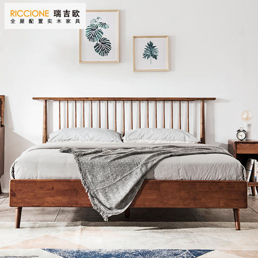 瑞吉欧 温莎床 实木双人床北欧风格FJ15236+靠背，实木家具 商品图3
