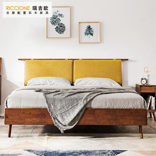 瑞吉欧 温莎床 实木双人床北欧风格FJ15236+靠背，实木家具 商品图0