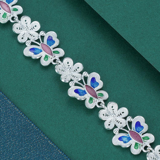 子佩集S990银【醉蝶花】手链【QFSL005】花丝珐琅彩2107 商品图2