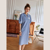 【欧芮儿POLO连衣裙2021夏收腰显瘦气质复古泡泡袖学院风针织蓝色裙 商品缩略图1