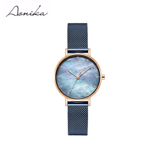 1F【奥尼卡】(AONIKA)手表女欧美表英国女士手表时尚简约玫瑰金钢带镶钻白贝母腕表石英表 蓝色贝母面AL2.28.4.4.5.00 商品图7