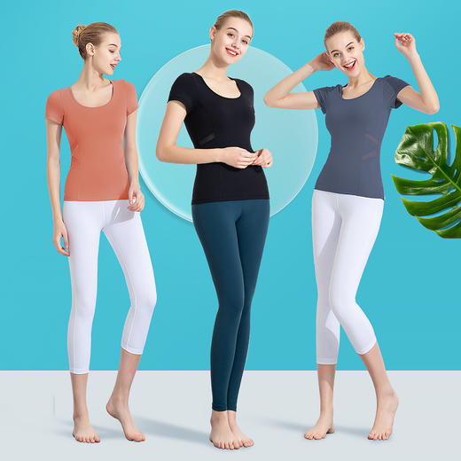 FS178X  梵美人动感拼纱瑜伽短袖（云糯柔感面料） 商品图2