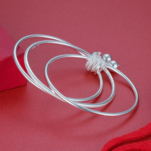 子佩集S999银【宫铃】手镯【ZAB260Y】三个圈2107 商品图5