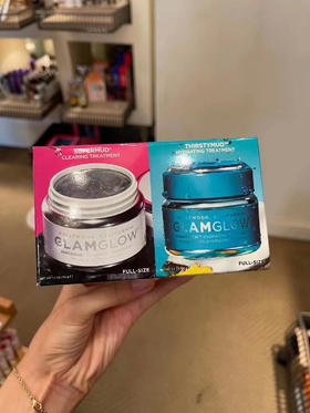 礼盒🎁 GlamGlow格莱魅面膜套装🔥 好莱坞明星款～赵露思、宋妍霏、林允等推荐👍 蓝罐"解渴"补水正装50ml➕白罐"发光"极净正装50ml