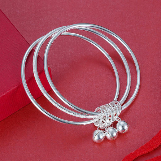 子佩集S999银【宫铃】手镯【ZAB260Y】三个圈2107 商品图2