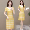 WE- SL-M2006 气质减龄娃娃领条纹连衣裙女中长款2021夏新款修身短袖大码打底裙 商品缩略图3