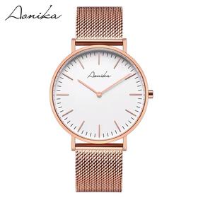 1F【奥尼卡】 AONIKA英国品牌简约时尚潮流男款经典系列玫瑰金壳白面AG1.40.4.7.1.00