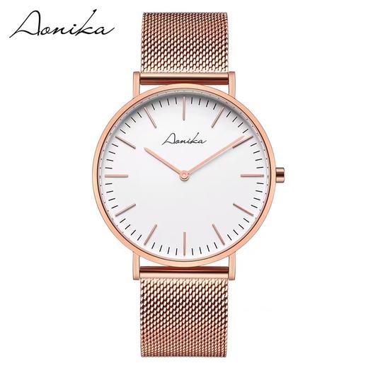 1F【奥尼卡】 AONIKA英国品牌简约时尚潮流男款经典系列玫瑰金壳白面AG1.40.4.7.1.00 商品图0
