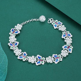 子佩集S990银【醉蝶花】手链【QFSL005】花丝珐琅彩2107