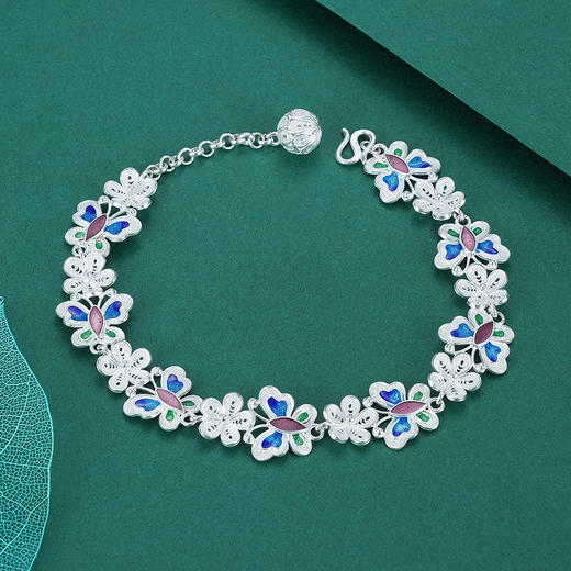 子佩集S990银【醉蝶花】手链【QFSL005】花丝珐琅彩2107 商品图1