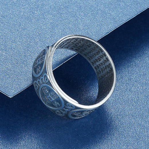 子佩集S990银【招财心经】戒指【CY703773】仿古男士2107 商品图4