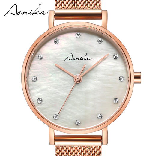 1F【奥尼卡】(AONIKA)英国品牌淑女系列时尚简约玫瑰金女表白色贝母面AL2.28.4.11.5.00 商品图1