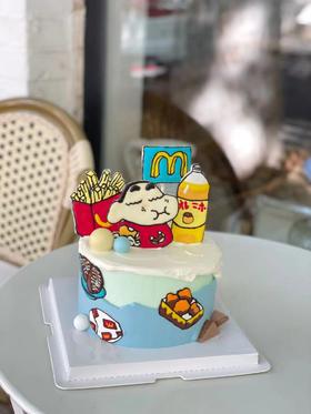 蜡笔小新芝士糊手绘奶油蛋糕