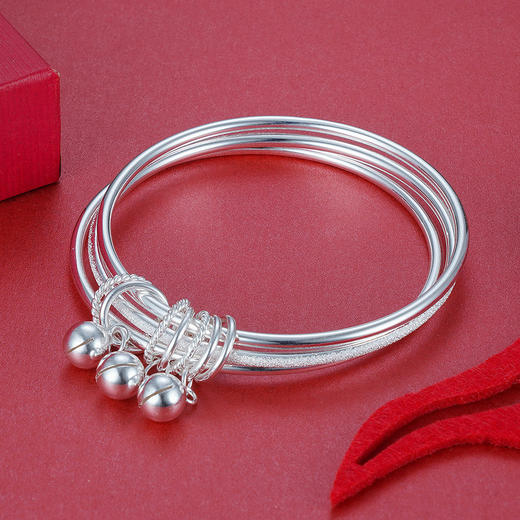 子佩集S999银【宫铃】手镯【ZAB260Y】三个圈2107 商品图4