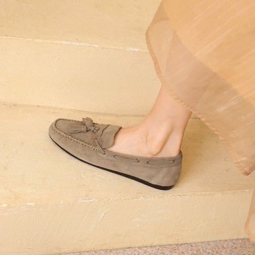 西村名物2021秋季新款豆豆鞋女春秋平底单鞋懒人一脚蹬软底单鞋T21CM34181 商品图2