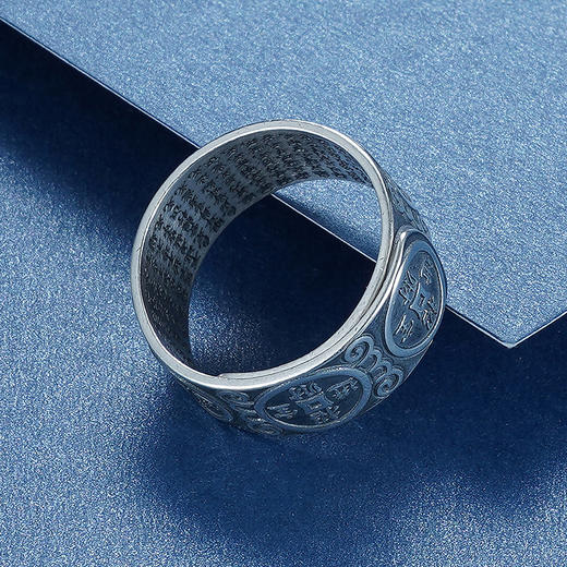 子佩集S990银【招财心经】戒指【CY703773】仿古男士2107 商品图5