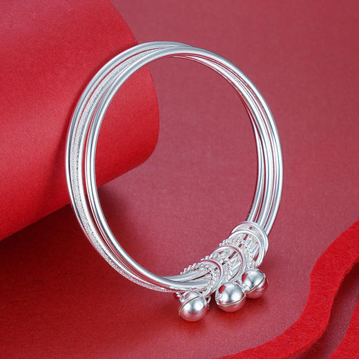 子佩集S999银【宫铃】手镯【ZAB260Y】三个圈2107 商品图3