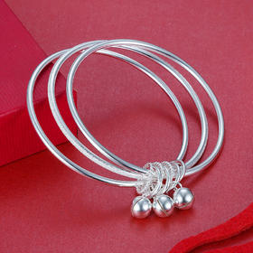 子佩集S999银【宫铃】手镯【ZAB260Y】三个圈2107