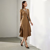 JG184201T2XC刚柔并济-JG184201T2XC颈袖添香季新款气质时尚女士修身撞色长袖不规则绑带连衣裙 商品缩略图3