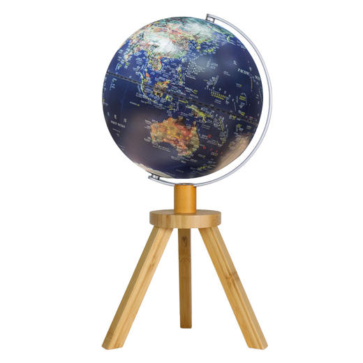 朋宸10英寸卫星款居家竹制三脚 架地球仪PC-1042HM-AR学生用高端摆件礼品 商品图0