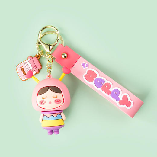 蜜蜂女孩钥匙扣YSK01212男女可爱汽车挂件ins风高档个性创意小饰品挂绳 商品图0