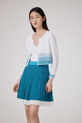  春夏 圆领长袖渐变针织女开衫 SJS93W070N