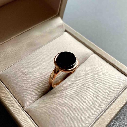 高冰种墨翠圆盘戒指18k玫瑰金镶嵌 商品图2