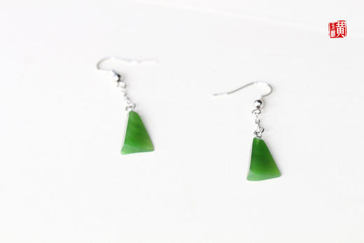 和田玉碧玉耳坠[ 森然 ]  ，925银镶 商品图2