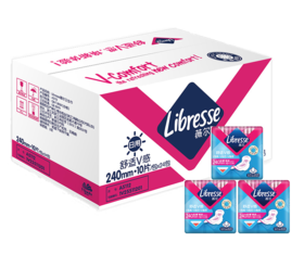 【视频号直播】Libresse薇尔卫生巾240mm日用10片24包共240片整箱装   极薄棉柔舒适V感