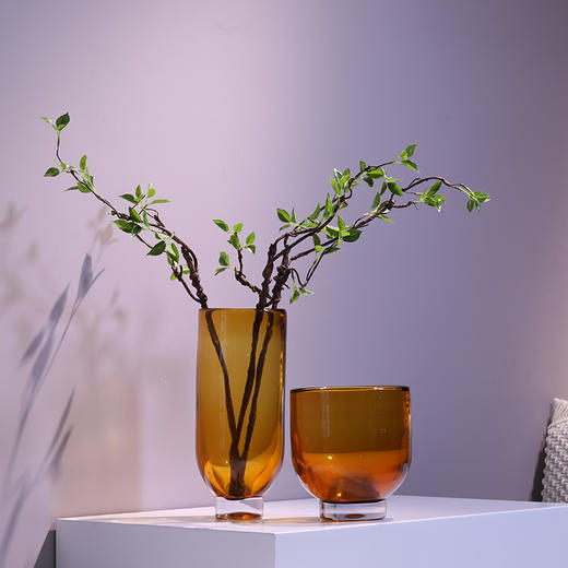 【零交会新款】琥珀色玻璃花瓶七月下旬到货 商品图0