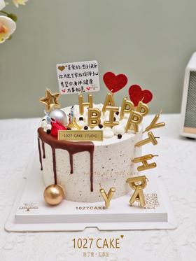 1027CAKE |  金色蜡烛 HAPPY BIRTHDAY 简约
