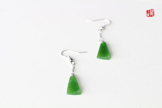 和田玉碧玉耳坠[ 森然 ]  ，925银镶 商品图3