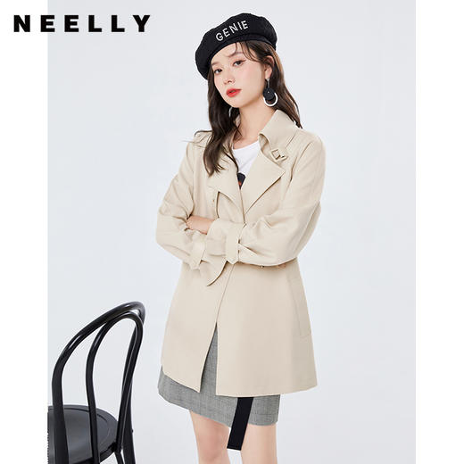 NEELLY纳俪商场同款秋季风衣女中长款宽松休闲百搭外套小个子NE2101DF303 商品图1