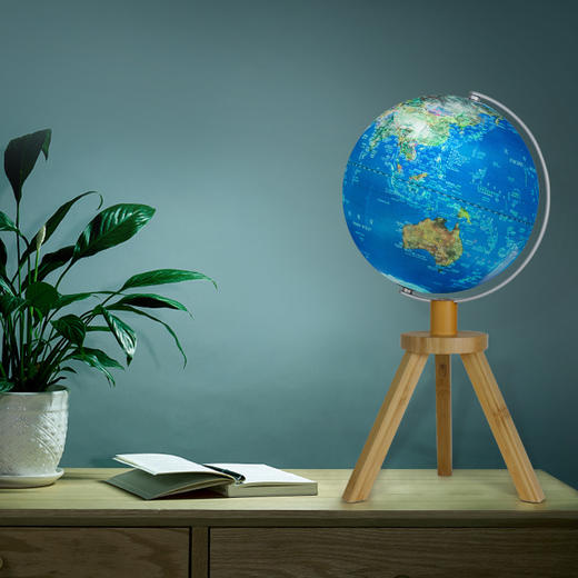 朋宸10英寸卫星款居家竹制三脚 架地球仪PC-1042HM-AR学生用高端摆件礼品 商品图1