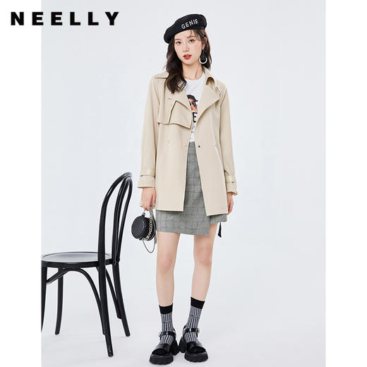 NEELLY纳俪商场同款秋季风衣女中长款宽松休闲百搭外套小个子NE2101DF303 商品图2