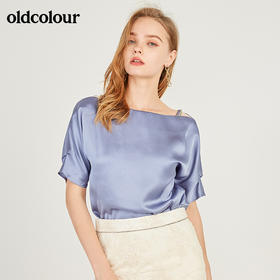 oldcolour欧珂一字领亮面短袖套头衫女夏季M22011232