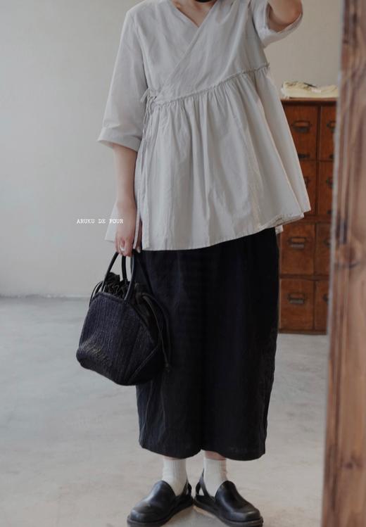 FRANCESCA浅灰/白/黑绑带上衣 商品图2