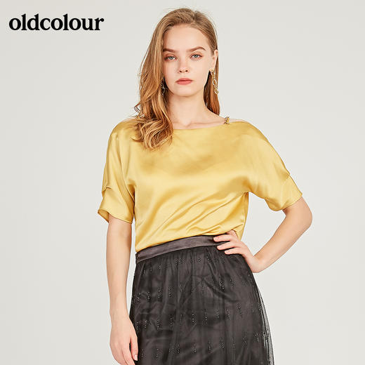 oldcolour欧珂一字领亮面短袖套头衫女夏季M22011232 商品图2