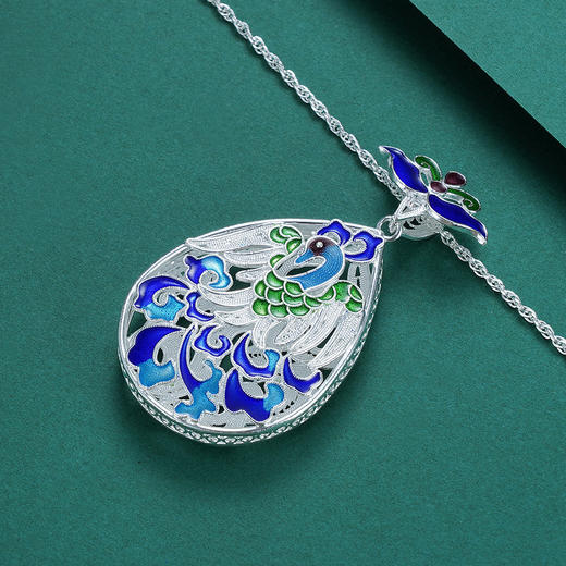 子佩集S990银【颔首兰凤】吊坠【YJJ002】(不含链)花丝珐琅彩2107 商品图1