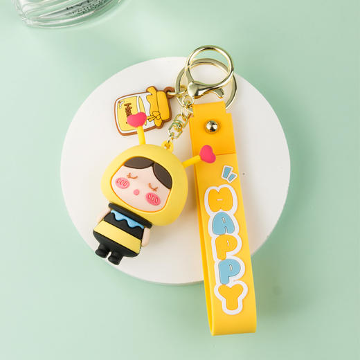 蜜蜂女孩钥匙扣YSK01212男女可爱汽车挂件ins风高档个性创意小饰品挂绳 商品图1