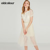 oldcolour欧珂夏松紧腰网纱拼接中长连衣裙M22101234 商品缩略图3