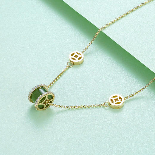 子佩集S925银【柳晴花明】碧玉套链项链【YL3795206】镀金2107 商品图4