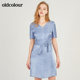 oldcolour欧珂莱赛尔V领连衣裙女中长款夏季新款M22101240